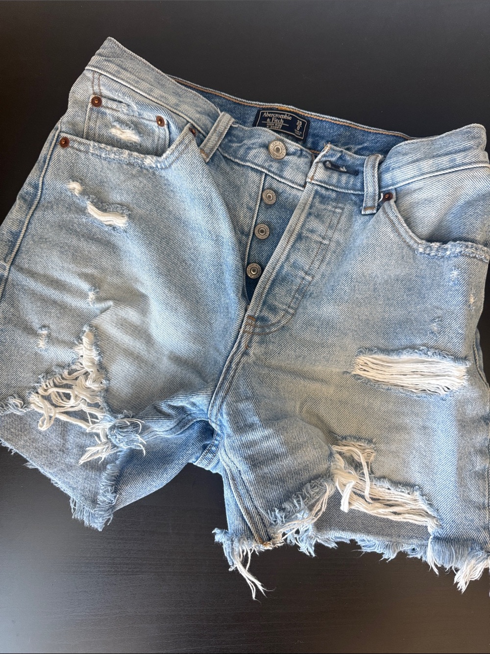 Abercrombie & Fitch Light Blue High Rise Denim Cutoff Shorts | 25